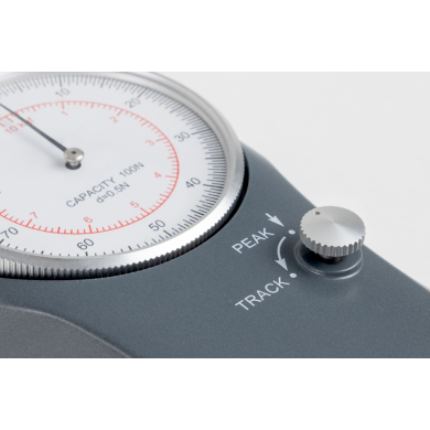 Mechanical force gauge with peak-hold function; new with sturdy aluminium housing and modern design